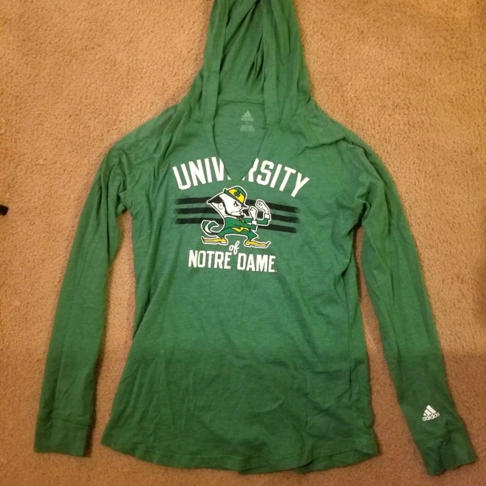 Notre Dame Adidas Green Hooded Long Sleeve Shirt